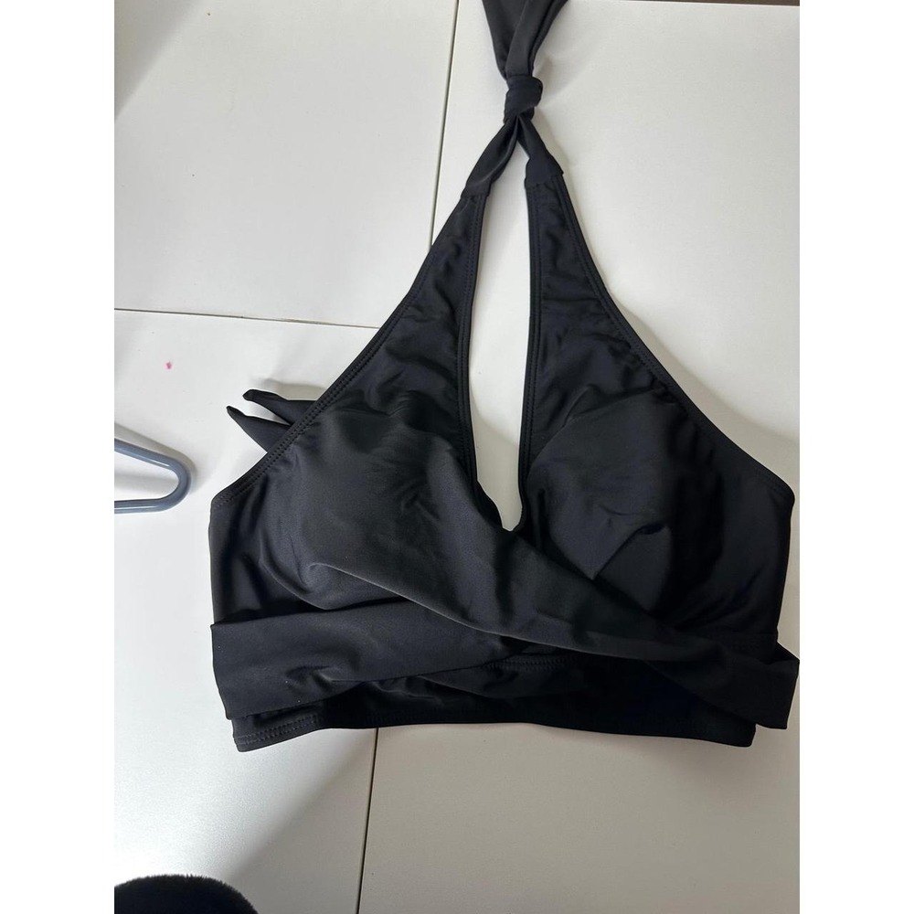Talisea Bikini Swimsuit Women Medium Black Good High Waisted Halter Wrap Top - Picture 7 of 8